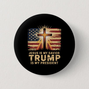 Jesus Is My Saviour Trump Is My President Biblical 6 Cm Round Badge