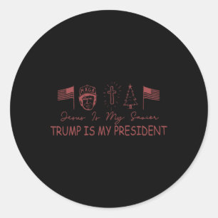Jesus Is My Saviour Trump Is My President Christma Classic Round Sticker