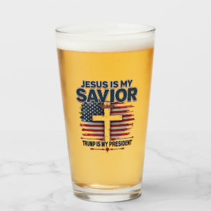 Jesus is My Saviour Trump is My President Funny  Glass
