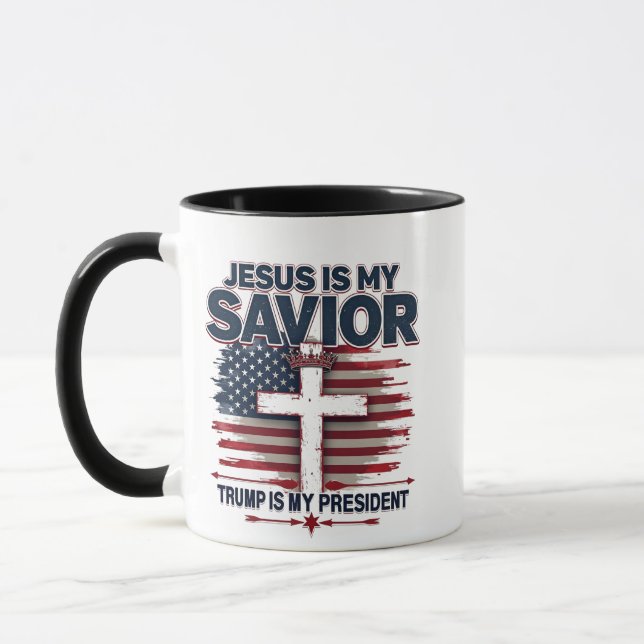 Jesus is My Saviour Trump is My President Funny  Mug (Left)