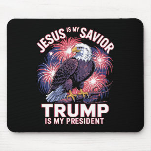 Jesus Is My Saviour Trump Is My President Religiou Mouse Pad
