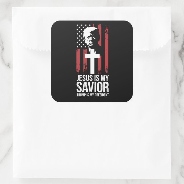 Jesus Is My Saviour Trump Is My President Trump US Square Sticker (Bag)