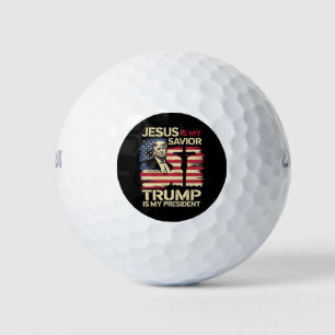 Jesus Is My Saviour Trump Is My President USA Flag Golf Balls