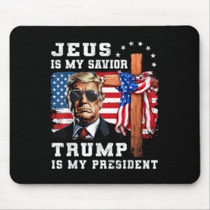 Jesus Is My Saviour Trump Is My President Usa Flag Mouse Pad