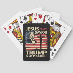 Jesus Is My Saviour Trump Is My President USA Flag Playing Cards