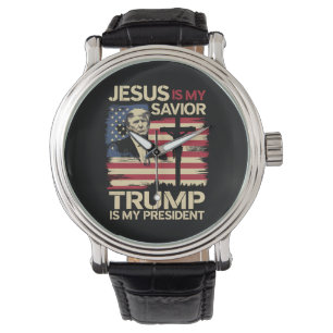 Jesus Is My Saviour Trump Is My President USA Flag Watch