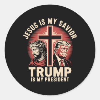Jesus Is My Saviour Trump My President Biblical Co Classic Round Sticker
