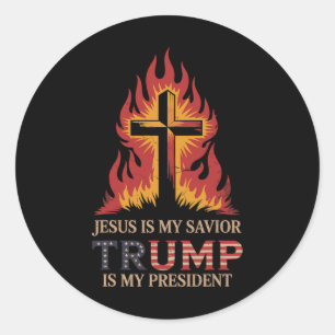 Jesus Is My Saviour Trump My President Biblical Co Classic Round Sticker