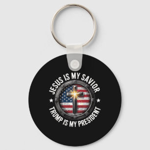 Jesus Is My Saviour Trump My President Christian C Key Ring