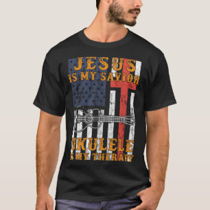 Jesus is my saviour ukulele is my therapy hoodie T-Shirt