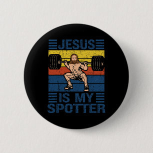 Jesus Is My Spotter Christian Gym Workout Weightli 6 Cm Round Badge