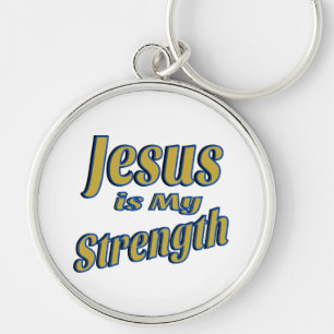 Jesus Is My Strength Gold Key Ring