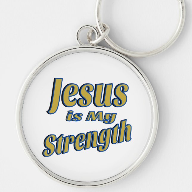 Jesus Is My Strength Gold Key Ring (Front)