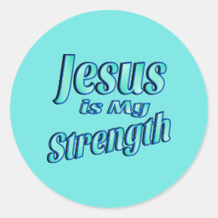 Jesus Is My Strength Mint Stickers