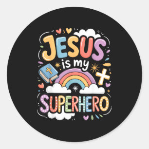 Jesus Is My Superhero  Classic Round Sticker