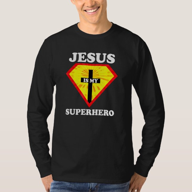 Jesus Is My Superhero Cute Powerful Christian  Ame T-Shirt (Front)