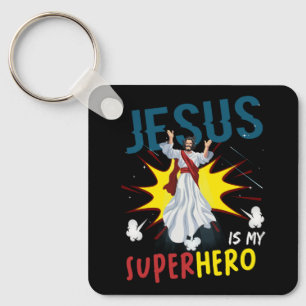 Jesus Is My Superhero Cute Powerful Christian Comi Key Ring