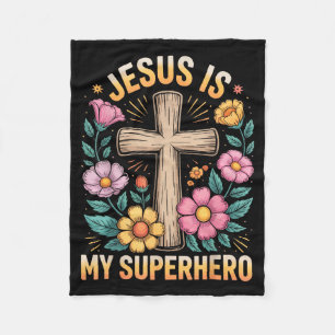 Jesus Is My Superhero Fleece Blanket