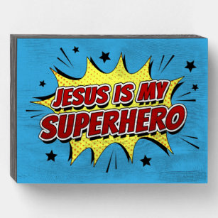 Jesus is My Superhero Kids & Adult Christian Faith Wooden Box Sign