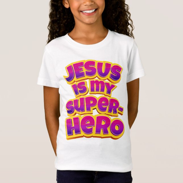Jesus is My Superhero Women Girls Christian Faith  T-Shirt (Front)