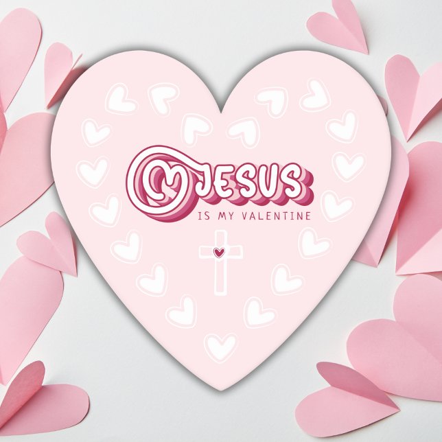 Jesus Is My Valentine Christian Cute Heart Retro Paper Coaster (Creator Uploaded)