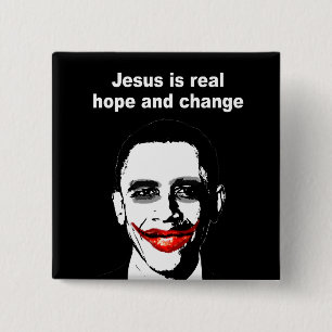 JESUS IS REAL HOPE AND CHANGE 15 CM SQUARE BADGE