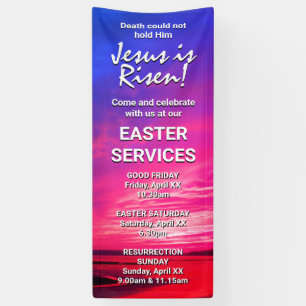 JESUS IS RISEN Custom Easter CHURCH SERVICES Banner