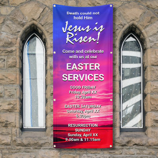 JESUS IS RISEN Custom Easter CHURCH SERVICES Banner