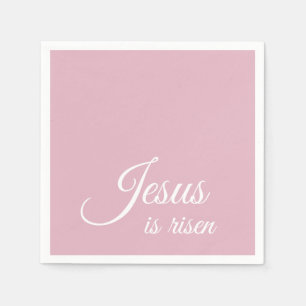 Jesus Is Risen Custom Pink Christian Easter Napkin