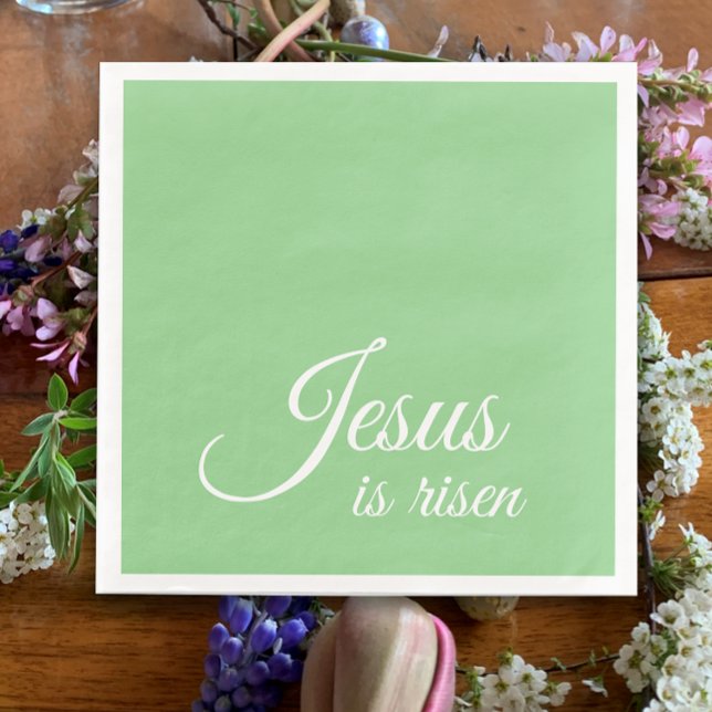 Jesus Is Risen | Elegant Green Christian Easter Napkin (Creator Uploaded)
