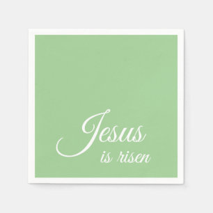 Jesus Is Risen Elegant Green Christian Easter Napkin