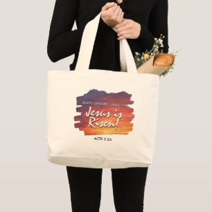 JESUS IS RISEN Sunset Christian Easter Large Tote Bag