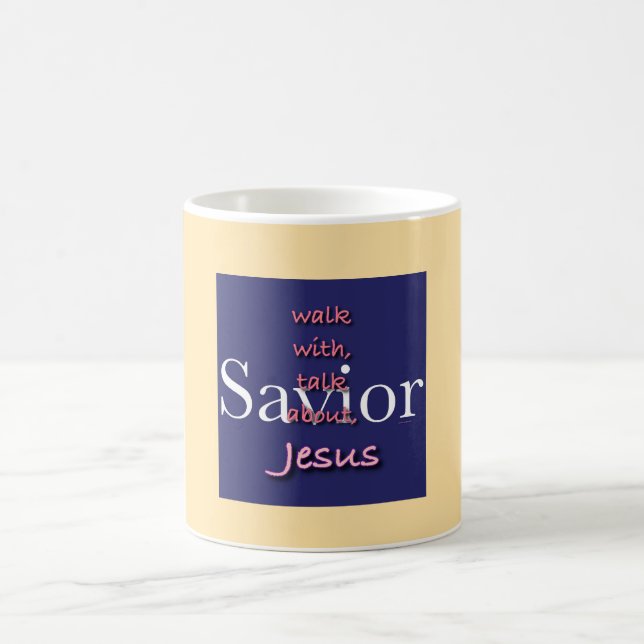 Jesus Is Saviour Pale Yellow Christian Coffee Mug (Center)
