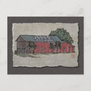 Jesus Is The Answer Barn Postcard