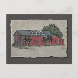 Jesus Is The Answer Barn Postcard