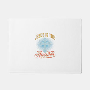 Jesus Is the Answer Christian Cross Vector Design_ Doormat