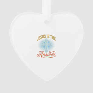 Jesus Is the Answer Christian Cross Vector Design_ Ornament