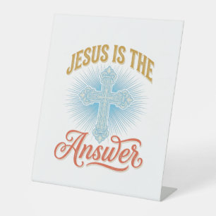 Jesus Is the Answer Christian Cross Vector Design_ Pedestal Sign