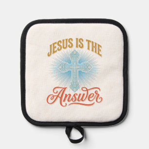 Jesus Is the Answer Christian Cross Vector Design_ Pot Holder