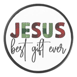 Jesus is the best gift ever Christian Christmas Hockey Puck