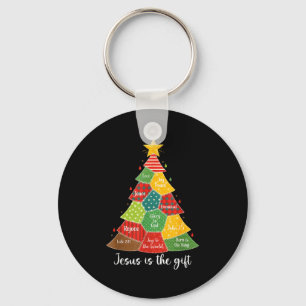Jesus Is The Gift Christmas Tree Patchwork Scriptu Key Ring