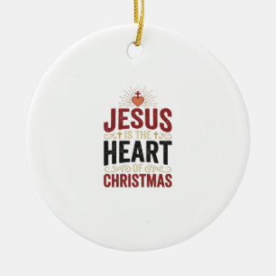 Jesus Is the Heart of Christmas Vintage Shirt Ceramic Tree Decoration