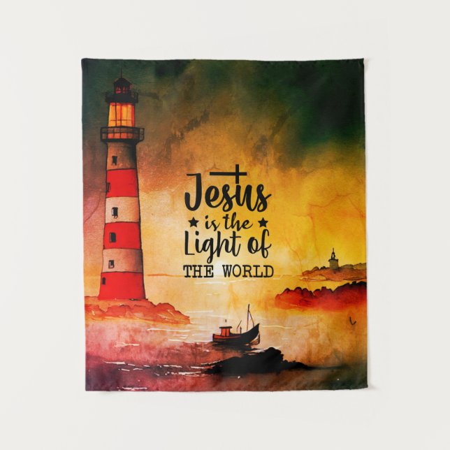 Jesus is the Light of the World Bible Verse  Tapestry (Front)