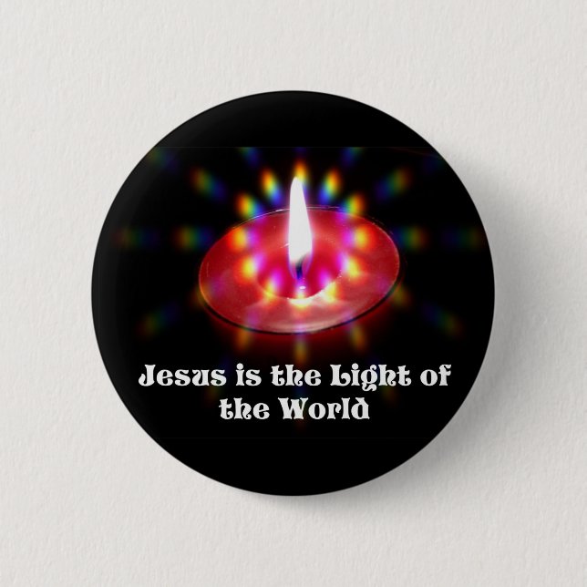 Jesus Is The Light Of The World Red Candle 6 Cm Round Badge (Front)