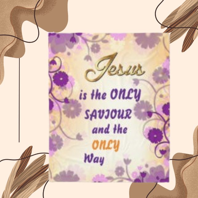 Jesus is the only Saviour, Floral Flower Border Fleece Blanket (Creator Uploaded)
