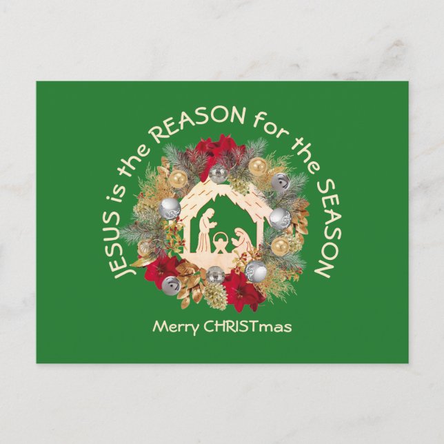 JESUS IS THE REASON Christmas Holiday Postcard (Front)