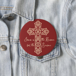 Jesus is the Reason Cross Christmas 10 Cm Round Badge