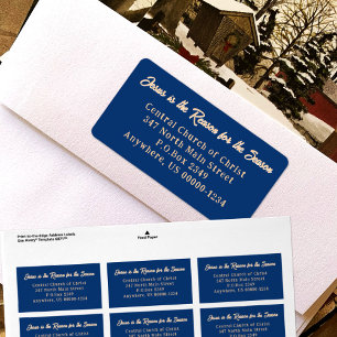 Jesus is the Reason Dark Blue Wide Return Address Label