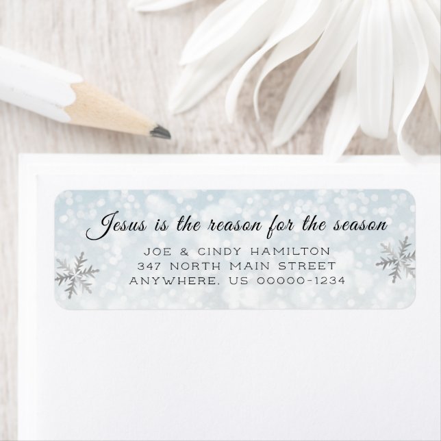 Jesus is the Reason Falling Snow Return Address (Insitu)