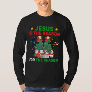 Jesus is the Reason for Season Christmas Cat Jesus T-Shirt
